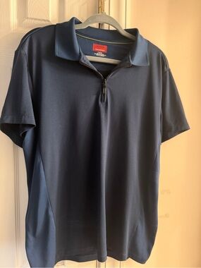 Alfani Men's Navy Zip-Front Polo Shirt